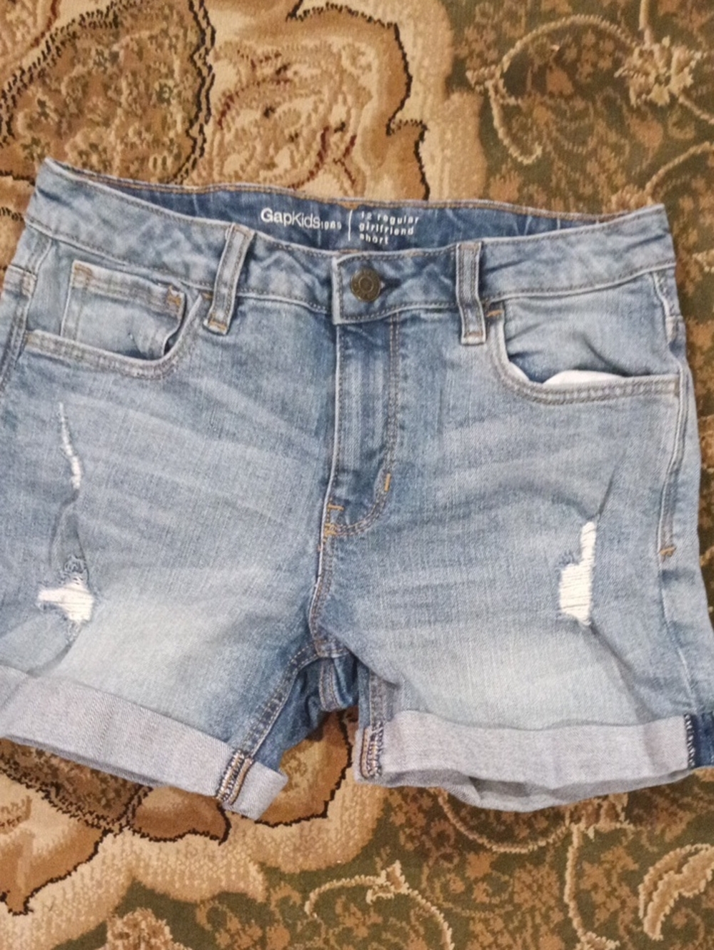 GAP Light Wash Distressed Cuffed Denim Shorts